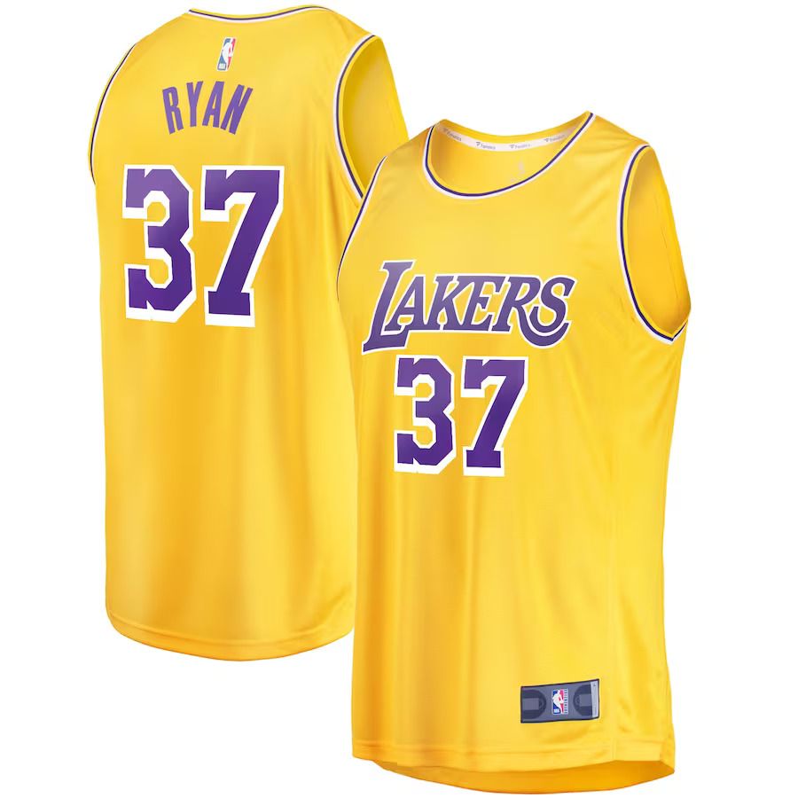 Men Los Angeles Lakers #37 Matt Ryan Fanatics Branded Gold 2022-23 Fast Break Replica Player NBA Jersey